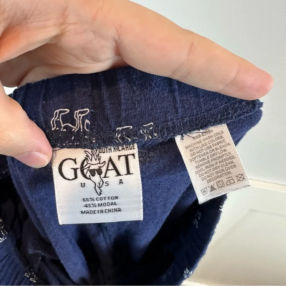 GOAT USA Kid’s Dark Blue White Cotton Blend Heavenly Soft Pajama Pants Youth XL